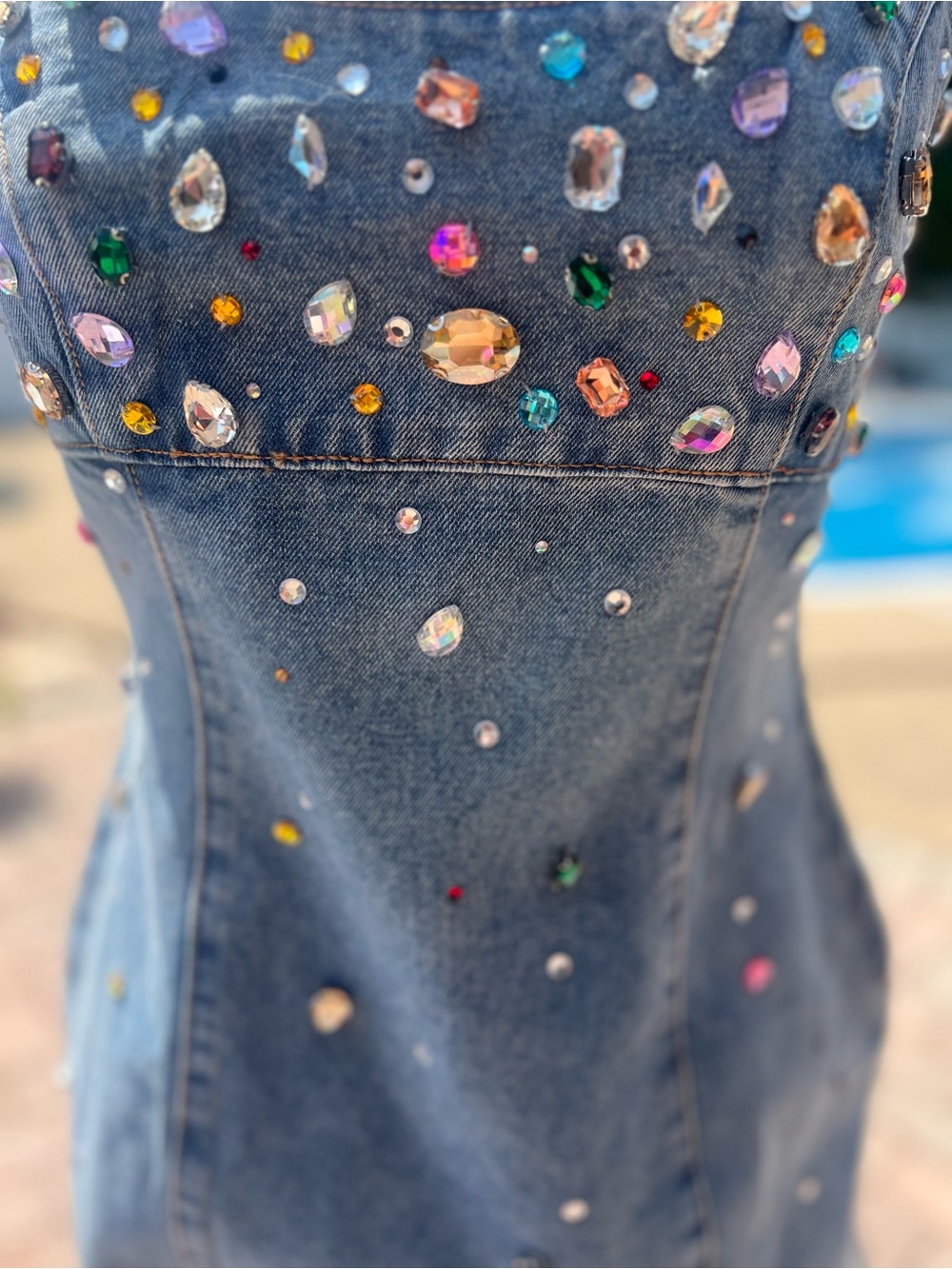 Vici instant joy embellished denim mini dress - Picture 2 of 8